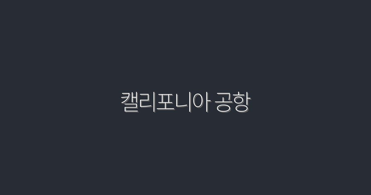 캘리포니아 공항 2026 최신 꿀팁 7가지